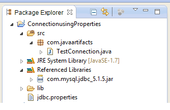 create jdbc connection using properties file